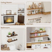 Floating Shelves for Wall Decor, 8 Inch Deep Rustic Solid Elm Wood Floating Shelves Wall Mounted, Wall Shelves with Invisible Bracket for Living Room Bathroom Bedroom Kitchen, 24 Inch Set of 2, Walnut