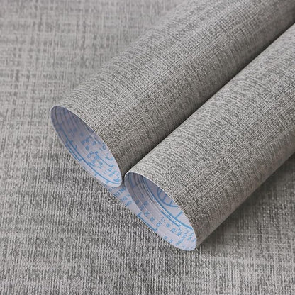 Guvana Grasscloth Peel and Stick Wallpaper Grey Textured Contact Paper Modern Removable Self Adhesive Wall Paper Thicken Fabric Faux Linen Wallpaper for Bathroom Living Room Cabinets 394inx15.7in