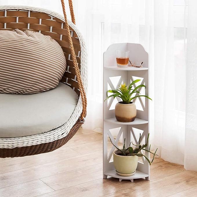 Corner Shelf Stand, Storage Organizer Great for Bathroom, Corner Shelf Perfect for Small Space,Waterproof Stand Also Use for Toilet Paper Stand,White