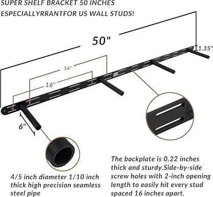 Floating Shelves 60 inch Long 8 "deep Set of 2, Heavy Duty Wood Wall Mounted Shelves for Bathroom Living Room Kitchen,Book Shelves with Thickened Hidden Bracket-Distressed Walnut