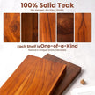 55 Inch Solid Wood Floating Shelf - 100% Solid Teak Wood Wall Shelf with Invisible Brackets - Waterproof Natural Wood Shelves for Bathroom, Kitchen, Balcony - Heavy Duty Floating Wall Decor