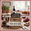 4 Pcs Farmhouse Table Decor Wooden Stacked Block Sign with Wine Bottle, Coffee Cup & Glass Sculpture a Good Day Starts with Coffee Ends with Wine Sign for Home & Bar Housewarming Gift