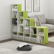 Furinno PASIR Book Shelf, 2-Tier Modern Bookshelf, Open Shelves Bookcase 9 x 12 x 21, for Living Room, Bedroom, Home Office, Green/White