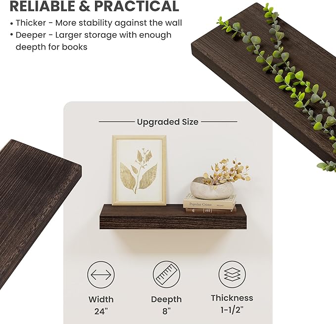 Solid Wood Floating Shelves for Wall 24