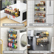 Magnetic Spice Rack for Refrigerator, 4 Pack Magnetic Shelf, Fridge Magnet Organizer with Moveable 8 Hooks, Magnetic Fridge Shelf for Kitchen Organization and Storage (4 Pack)