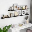 Picture Ledge Shelf for Wall, 24 inch Solid Pine Wood Nursery Book Shelves 2 Packs, Floating Ledge Shelves for Kids' Room Bedroom Bathroom Living Room Photo Frames Office Nursey Wall Decor, Black