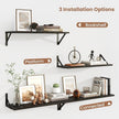 Axeman Black Floating Shelves for Wall | 24 Inch Floating Shelves Set of 2 | 24W x 8D Rustic Wood Shelves for Bathroom Kitchen Living Room | Bookshelf Display Shelves - Black