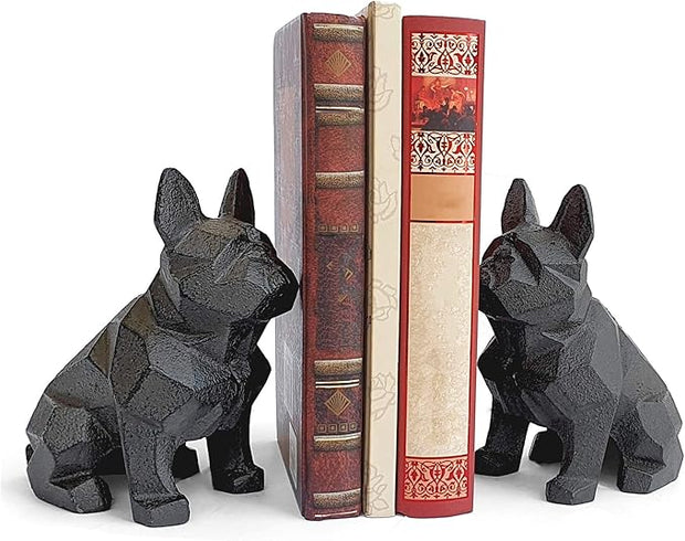 Ambipolar Dog Decor Bookends, Geometric Bookends to Hold Books Heavy Duty for Office Desk, Vintage Antique Black Home Decor, Shelf Decor, Modern Living Room Decor