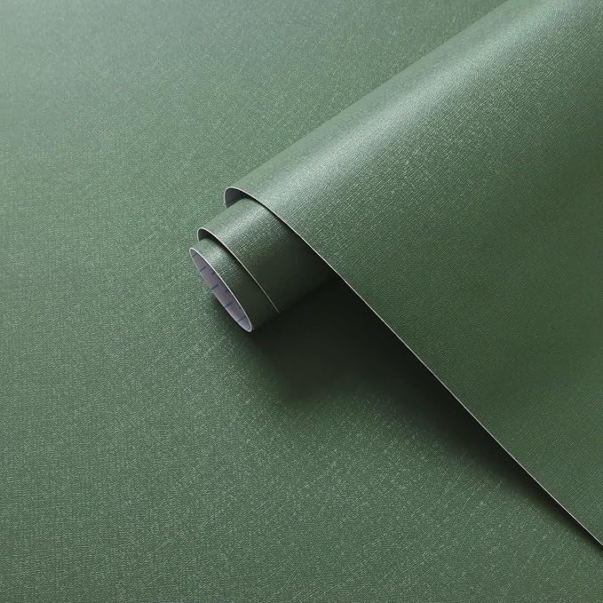 Dimoon 17.7''x118'' Peel and Stick Wallpaper Green Contact Paper for New Environmentally Friendly Materials Thickening Upgrade Embossed Renter Friendly Wall Paper Modern Vinyl Wrap Countertop Bedroom