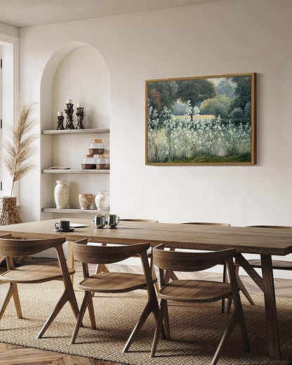 SHENIFY 24x36in Large Vintage Landscape Framed Canvas Wall Art Forest Pond Classic Hallway Bathroom Office Decor - Natural Framed