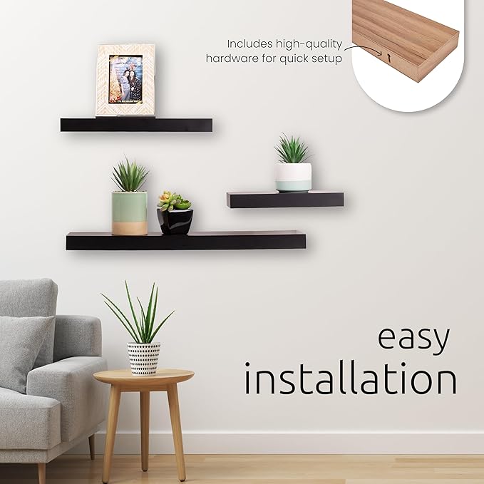 kieragrace Stockholm Maine Floating Wall Shelves - White, 12", 16", 24", Set of 3