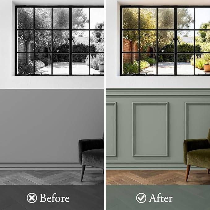 Peel and Stick Wall Molding Kit, Accent Wall Panels for Interior Wall Decor with Double-Sided Tape, 4 Set Pre-Cut PS Wainscoting Panels (16 * 24 in)
