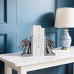 Book Ends for Shelves to Hold Books Heavy Duty,Decorative Bookend for Bookshelf Décor, Animal Dragon Book Stopper Dragon Statues for Home, Office Desk, Living Room Decoration,Vintage Silver,1pair