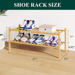 Smiry Bamboo Shoe Rack for Closet, 2 Tier Wooden Stackable Shoe Organizer, Free Standing Shoes Storage Shelf for Entryway, Front Door Entrance, Natural