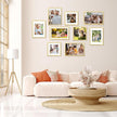 FIXSMITH 12x12 Picture Frame Gold Set of 4, Photo Frame with HD Plexiglass, Display Pictures 8x8 with Mat or 12x12 Without Mat, Natural Picture Frames Collage Wall Decor, Gallary Wall Frame