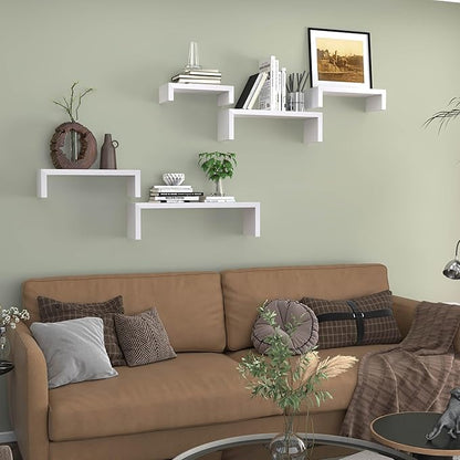 White Floating Shelves for Wall Shelf for Bedroom, Waterproof Solid Wood Floating Shelves Bathroom，Small Relief Textures, Suitable for Bedroom, Living Rooms, Kitchens, Office, and Bathroom