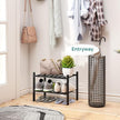 Black Small Shoe Rack for Entryway,2-Tier Bamboo Shoe Organizer for Hallway Closet, Free Standing Shoe Racks for Indoor Outdoor