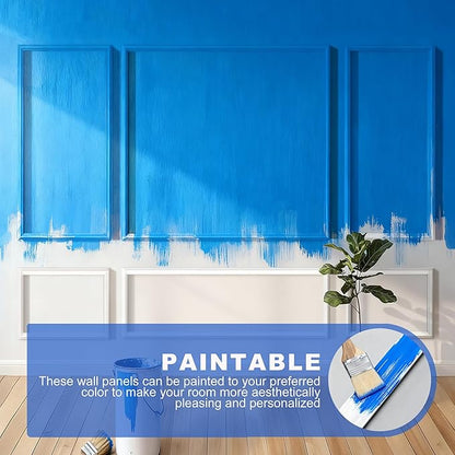 RELIANCER Peel and Stick Wall Molding Kit,34PCS Pre-Cut Door Molding Panels,3D Moulding Wainscoting Panel,Self Adhesive Walls Moulding Trim,Wall Modular Frames for Interior Walls Decor Home Bedroom
