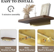 Danpoo 12 inch Floating Walnut wall Shelf, Small Wood Shelf for wall, Waterproof Wooden Shelf for Bathroom