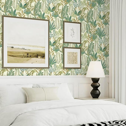 Green Peel and Stick Wallpaper Jungle Tropical Wallpaper Green Leaf Botanical Contact Paper Self Adhesive Removable Wall Paper for Bedroom Cabinet Drawer Vinyl Roll 17.3"x78.7"
