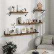 Floating Shelves, 8 Inch Deep Rustic Wood Wall Storage, 16W x 8D Wall Shelves Set of 2, Heavy Duty Metal Brackets, Industrial Book Shelf for Living Room, Kitchen, Bathroom, Bedroom, Brown