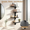 Afuly Black Floating Shelves for Wall Display Shelf Unit Modern Decorative Solid Wood Shelving Home Decor Living Room Bedroom Coffee Bar Bathroom Small Space Plant Photo Set of 4