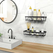 Moforoco Large Shower Caddy Shelf Organizer Rack, Self Adhesive Black Bathroom Shelves Basket, Home Farmhouse Wall Inside Organization and Storage Decor Rv Accessories