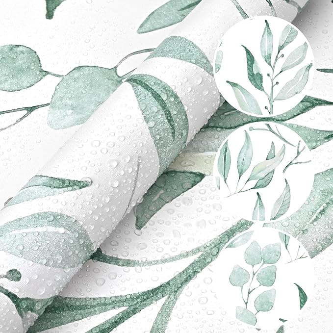 WENMER Green Leaf Wallpaper Floral Peel and Stick Wallpaper 17.7