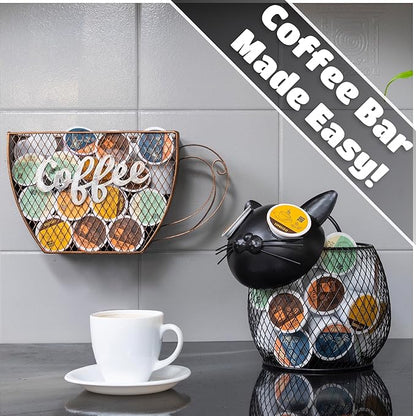 Made Easy Kit Coffee Pod Organizer - Home Coffee Bar Functional Décor - Café Station Countertop Storage Accessories (Fox)