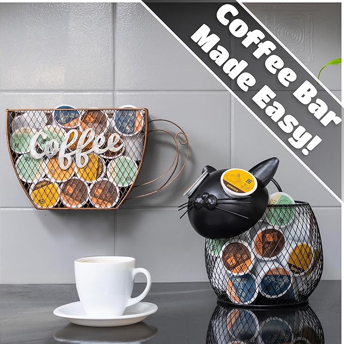 Made Easy Kit Coffee Pod Organizer - Home Coffee Bar Functional Décor - Café Station Countertop Storage Accessories (Coffee Cup (Mountable))