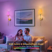 DORESshop Battery Operated Wall Sconce Set of 2, 10 Color Wireless Wall Light Easy to Install, Sconce Wall Decor Set of 2 for Bedroom, Living Room, Pleated Fabric Shade, Gold, 24.6in