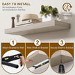 Fun Memories Floating Shelves for Wall, 40Inch Floating Shelves Set of 2, Hanging Shelf with Invisible Brackets, Wood Shelves for Living Room, Bedroom, Kitchen, Grey