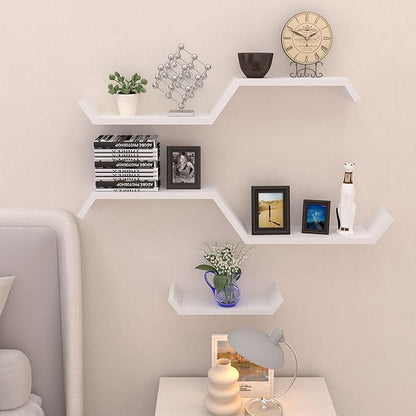 White Floating Shelves for Wall Shelf for Bedroom,Repisas Flotantes De Pared, Waterproof Solid Wood Floating Shelves Bathroom，Stain-resistant surface,for Bathroom,Bedroom,Living Room, Kitchen