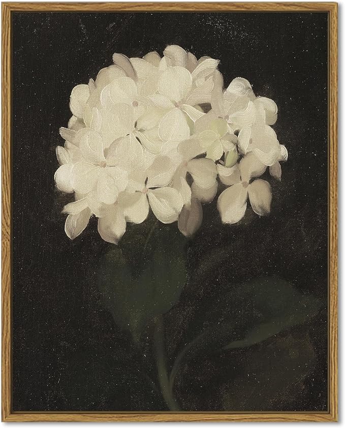 SHENIFY 11x14in Vintage Hydrangeas Ball Wall Home Decor Flower Classic Prints Kitchen Bathroom Office Decor - Natural Framed