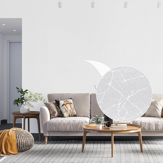 White Silk Wallpaper Embossed Peel and Stick Wallpaper A Set of 17.7 inch X 300 inch Textured Self-Adhesive Removable Contact Paper Waterproof Vinyl Roll for Bedroom Cabinet Furniture