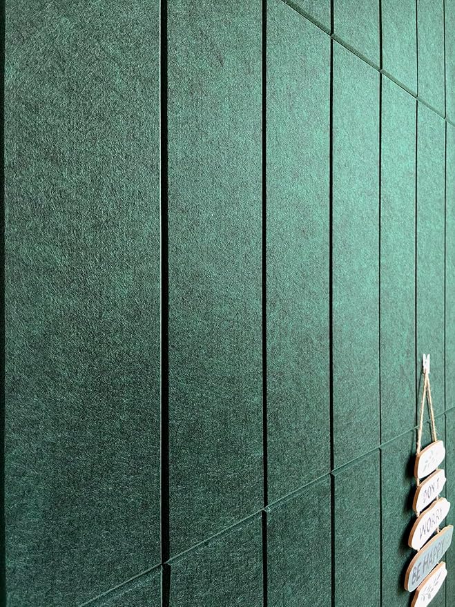 Shiplap Felt Wall Panels for Interior Wall Decor, Accent Wall Paneling for Bedroom Living Room & Office, Peel and Stick, Sound Absorbing – 24 Pack Felt Tiles with Adhesive – Aurora Green