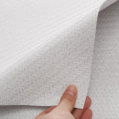 Haimin Fabric Wallpaper Textured Contact Paper (24in X 393in) Grasscloth Wallpaper Peel and Stick Faux Linen Wall Paper Waterproof Vinyl Self Adhesive (Light Gray)
