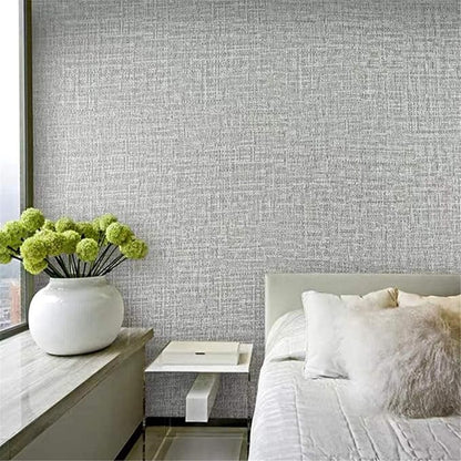 Yancorp 10ft Textured Fabric Gray Wallpaper Faux Grasscloth Grey Peel and Stick Wallpaper Self-Adhesive Linen Removable Cabinets Counter Top Liners