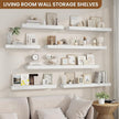 fuqing Floating Shelves for Wall, Wall Mounted Wood Floating Shelf with Invisible Brackets for Living Room, Bathroom, Bedroom, Kitchen Storage and Decor, 55 Inch Set of 2, White
