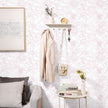 Ismoon Large Floral Peel and Stick Wallpaper Boho White/Pink Contact Paper 17.3inx16.3ft Removable Self Adhesive Bedroom Cabinet Mural Wall Decor Vinyl Roll