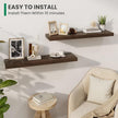 Marsmiles Solid Wood Floating Shelves for Wall, 36”W x 9”D x 1.56”H Large Wall Shelves for Living Room Bedroom Bathroom Kitchen Drcor Storage with Invisible Heavy-Duty Metal Bracket, Walnut, Set of 2