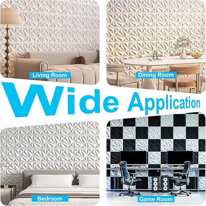 Art3d 33-Pack 3D Wall Panel for Interior Wall Décor, Diamond Textured PVC Accent Wall Paneling for Living Room Bedroom Office TV Wall Background, 11.8"x11.8" Cover 32.Sq.Ft., White