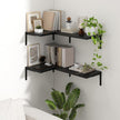 Fun Memories Deep Floating Shelves, 16W x 8D Floating Shelves Set of 2, Wall Mounted Shelf with Metal Brackets, Rustic Wood Wall Shelf for Bathroom, Kitchen and Living Room, Black