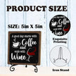 Coffee And Wine Desk Decor Sign, Rustic Wooden Sign With Stand, A Good Day Starts With Coffee And Ends With Wine Sign For Farmhouse Home Kitchen Bar Shelf Table, Gifts For Family Friend Coworker-06