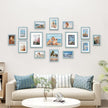 Vittanly 15 Pack Picture Frames Collage Wall Decor for Mounting or Tabletop Display, Gallery Frame Set for Family, Multi Sizes Including 3pcs 8x10, 6pcs 5x7, 6pcs 4x6, Rustic Blue