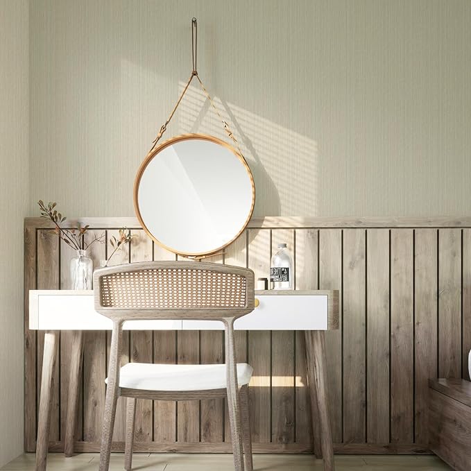 20.8" x 393.7" Grasscloth Peel and Stick Wallpaper, Textured Wallpaper for Decor Bedroom Kitchen Cabinet