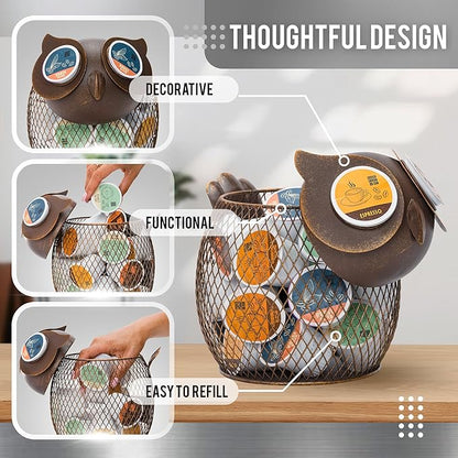 Made Easy Kit Coffee Pod Organizer - Home Coffee Bar Functional Décor - Café Station Countertop Storage Accessories (Sea Turtle)