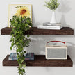 Axeman Floating Shelves, 2 Pack 8 Inch Deep Rustic Solid Wood Wall Shelves for Storage, Wall Mounted Display Shelving with Invisible Heavy-Duty Metal Bracket, 24
