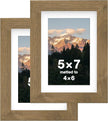 FrameWorks 2-Pack, 5x7 Matted to 4x6 Picture Frame, Dark Oak – Classic Wooden Photo Frame with Tempered Glass, Modern Matte Finish for Prints, Posters, Certificates & Wall Decor – Gallery-Ready