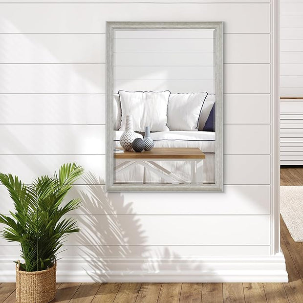 Americanflat 24x36 Wall Mirror - Hanging Mirrors with Durable Frame - Modern Mirror for Bathroom, Bedroom, Living Room - Mirrors for Wall Display and Home Decor - Distressed Grey